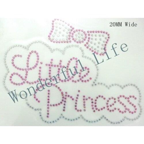 Free Shipping little princess AB white with light pink Hot Fix Rhinestones Motifs Iron