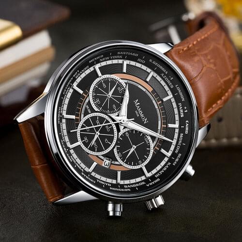 Luxury Brand Men Chronograph Leather Sport Watches Mens Army Military Watch Man Quartz Clock Business Luminous Relogio Masculino