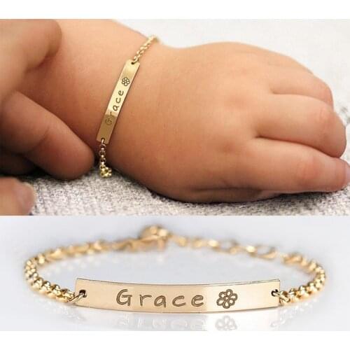 Baby Bracelet with Custom Name and Cute and Lovely Symbol Stainless Steel Toddler Bracelets with Child ID kids Jewelry