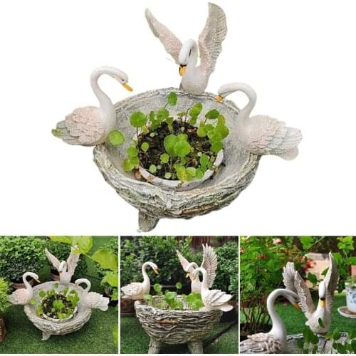 Для Сада И Огорода Resin Swan Ornament Creative Micro Landscape Rockery Furnishings For Outdoor Garden Courtyard Decoration