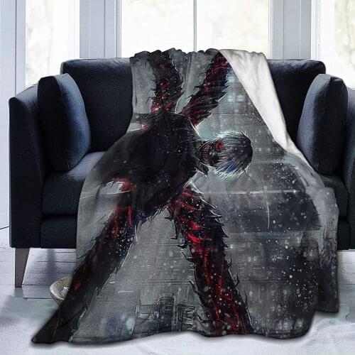 Tokyo Ghoul Anime Flannel Blanket, Full-Width Single-Sided Printing Super Soft Cozy Bed Blanket for Couch Bed Sofa-6 5040