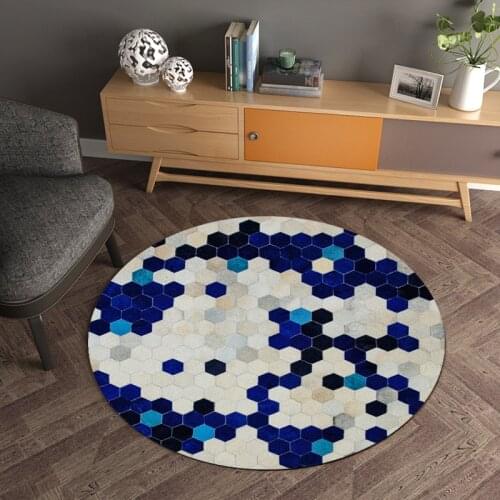 Nordic Geometric Living Room Bedside Carpets Decor Floor Area Rug Children Play Mat Home Decor Flannel Non-slip Round Chair Mat