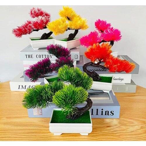 Artificial Plants 1 Set Fake Plant Vivid Anti Fade Plastic Anti-deform Pinec Artificial Bonsai for Home Craft Plant Decorative