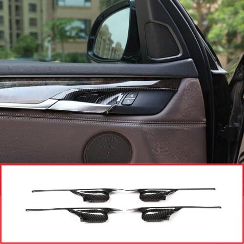 Carbon Fiber Style Interior Door Handle Bowl Cover Trim Decoration For BMW X5 F15 X6 F16 2014-2018 Auto Parts 4pcs/set