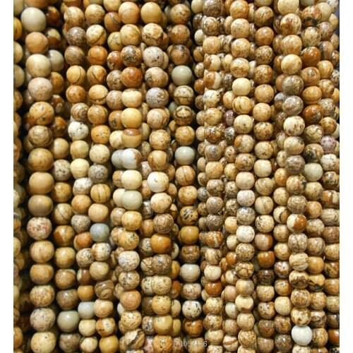 4/6/8/10/12mm Picture Round Beads Natural 15'' DIY Bracelet Jewelry