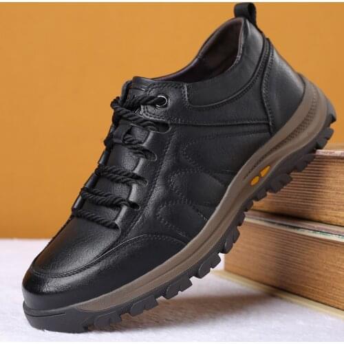 Mens Hiking Shoes Waterproof Sneakers Outdoor Travel Climbing Genuine Leather Non-slip Sports Shoes
