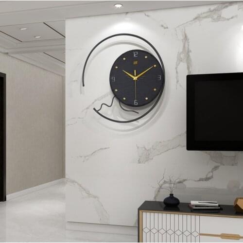 2020 New Wall Clocks Nordic Modern Minimalist Light Luxury Black Rock Dial Retro Wrought Iron Home Decoration Round Wall Clock