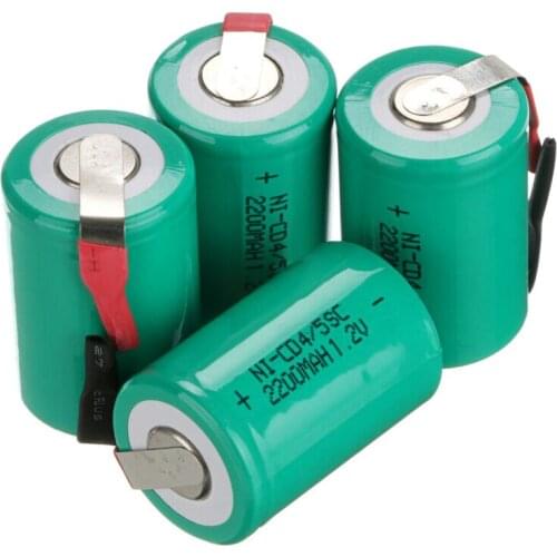 Pilha gtf 2200mah 4/5 sc ni-cd, 4 units, 1.2v, sub-c with tab for power tools