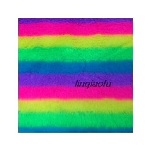 Five-color rainbow plush cloth, artificial hair, Super soft imitation rabbit fur jacquard artificial plush