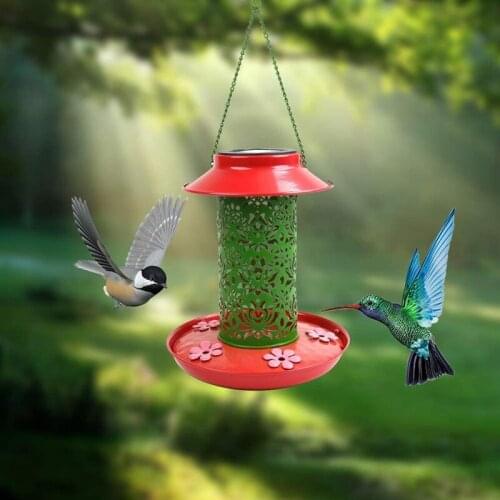 Practical Solar Wild Bird Feeder, Hanging bird Feeders with Light for Garden Backyard Decoration, 5 Feeding Stations