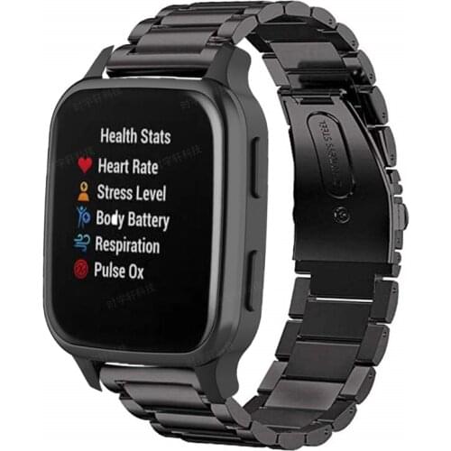 20MM Watch Band for Garmin Venu SQ/Vivoactive 3/Vivoactive 3 Music/Forerunner 645 Metal Strap for Samsung Galaxy active2 40 44