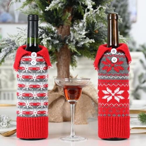 Christmas Button Snowflake Wine Bottle Cover Creative Red Wine Cover Wine Bottle Bag Clothes Wine Dust Cover Wine Bottle Covers