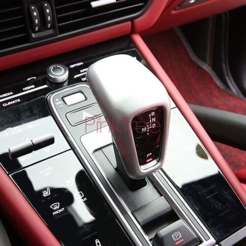 For Porsche Cayenne 2018 2019 Carbon Fiber Color Abs Gear Shift Knob Head Cover Trim Car Accessories