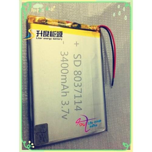 SD Hot selling 3.7Vv li-ion rechargeable batteries 8037114 3400mAh
