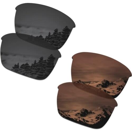 SmartVLT 2 Pairs Polarized Sunglasses Replacement Lenses for Oakley Thinlink Stealth Black and Amber Brown