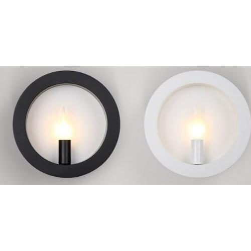 Modern simple fashion E14 iron wall lamp creative square/round black and white two color for living room lighting