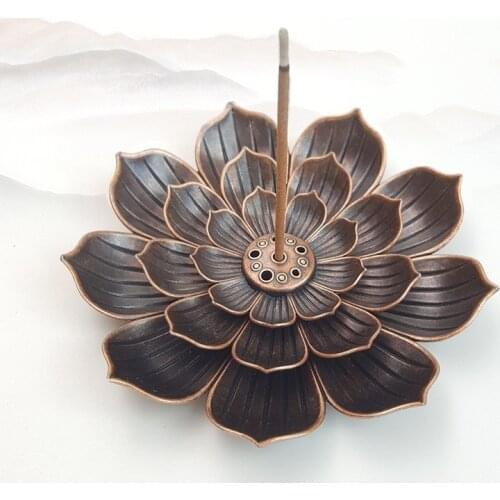 Alloy lotus porous thread incense burner incense seat tea ceremony incense dish incense gourd incense stick censer