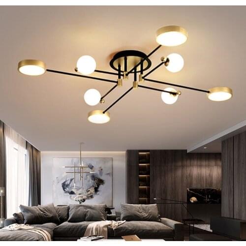 Modern Design Gold Multi-Head Branch LED Chandelier for Bedroom Living Dining Study Room Kitchen Hallway Indoor Decoration Lamp