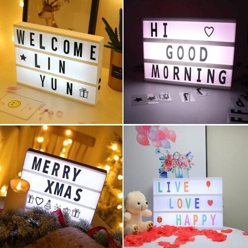 LED Combination Night Light Box Lamp A4 A5 A6 Size Black/Colorful Letters Cards USB Battery Cinema Lightbox White Pink Black