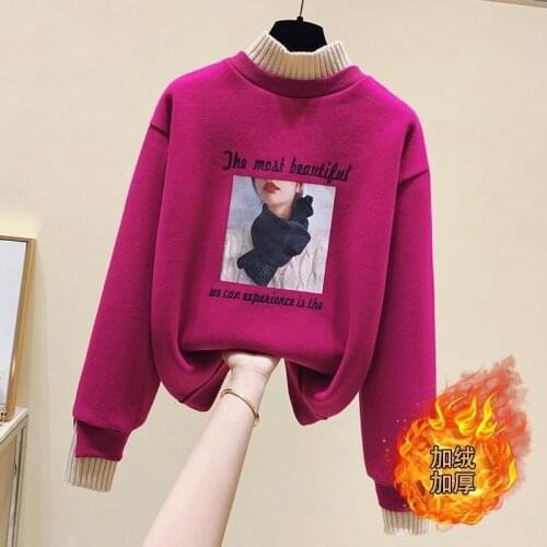 Sweater Womens Hoodless Autumn and Winter Korean Style Loose Fake Two-piece Knitted Top Coat Col Roule Pullover