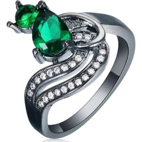 Sue Phil Green Zircon Rings Fashion Gun Black Plated Colorful jewel party favor rings For Women Gifts drop shipping