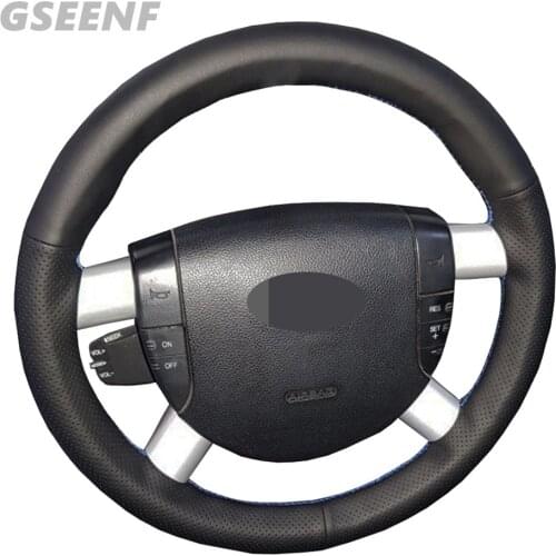 Car Steering Wheel Cover Wrap for Ford Mondeo Mk3 2002-2006 Black Comfortable Hand-stitched Artificial Leather