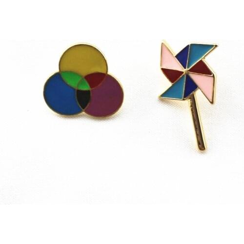 Japanese and Korean style new simple creative small fresh student enamel colorful tri-ring wild brooch