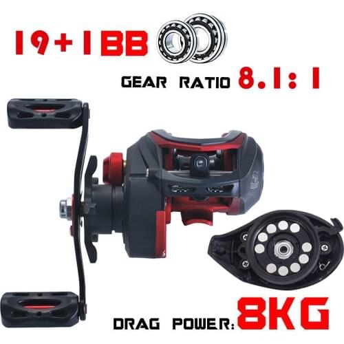 Lizard 17+1BB 8.1：1 Fishing Reel Double line cup Reel Bait Casting Ree Bait Fishing Reels 8kg Max drag