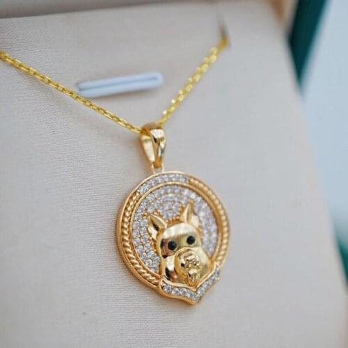 S.EAST SUN European, American and Italian craft gold silver animal dog necklace inlaid with zircon