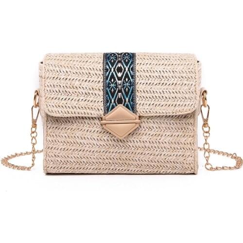Vento Marea Straw Bag For Women 2020 New Chain Shoulder Rattan Bag Small Summer Embroidery Crossbody Bohemian Handbag And Purses