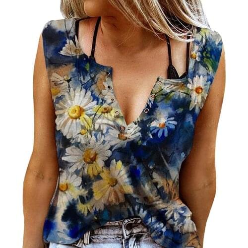 Women Tank Top Vintage Old Ring Hole V Neck Leopard Floral Irregular Dyeing Sleeveless Tee Shirt For Home Office Outdoor Country