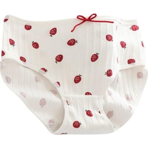 EFINNY Japanese Style Love Strawberry Panties Women Underwear Cotton Crotch Waist Soft, Breathable Underwear Cute Underwear