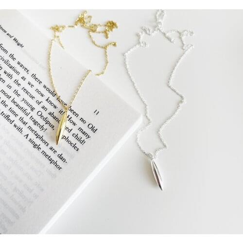 Amaiyllis 925 Sterling Silver Minimalist Double Pointed Necklace Pendant Simple Personality Bar Necklace Womens Jewelry