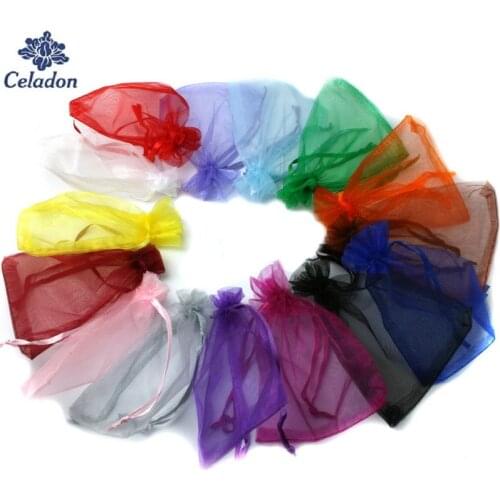 10Pcs/bag 7x9 cm Organza Bags Wedding Pouches Nice Gift Bag 16 Colors Selection Jewelry packaging Transparent Gauze Bag