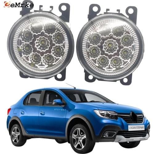 2PCS Car Styling 9-Pieces LED Fog Light Lamp H11 12V Halogen Fog Lights DRL for Renault Logan Stepway Logan CIS-Spec 2018 2019