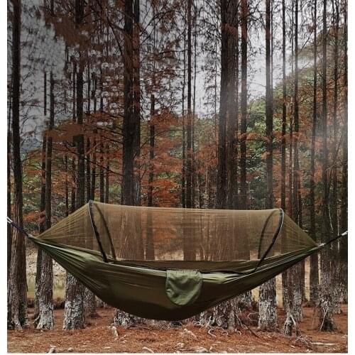 2021 Outdoor Garden Camping Hammock with Mosquito Net Hanging Hammocks Outdoor Parachute Hammocks Swing Sleeping Camping Hammock