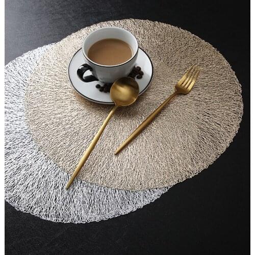 4pcs Round Placemats Restaurant Hollow PVC decoration Meal Mat Anti-hot Dining Table Line Mat Steak Plate Pad