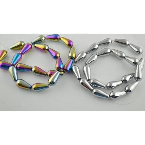 5pcs Rainbow Color Electroplated Teardrop Hematite Beads Pear Shape 16'' Jewelry Making Materials