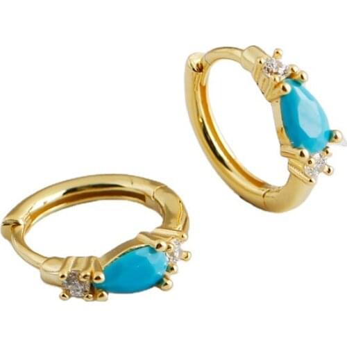 925 Sterling Silver Earring Fashion Blue Black White Zircon Circle Ear Ring Pearl Earring Trend Temperament Woman Girl Ear Jewel