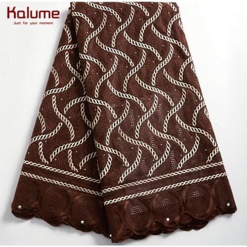 Kalume African Lace Fabric Purple Nigerian Cotton Lace Fabric Stones Swiss Voile In Switzerland For Wedding Party Dresses F2342
