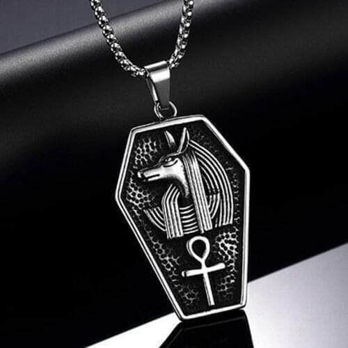 Anubis Life Signature Mens Retro Necklace Dogs Head Anka Cross Hip Hop Pendant Neck Chain Retro Cross Mens Pendant Jewelry