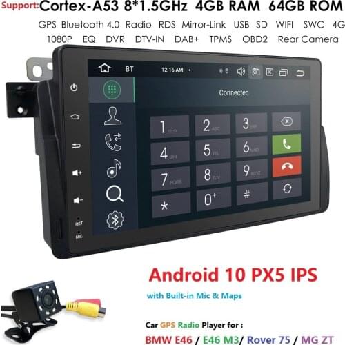 2+16/4+64 DSP IPS Car GPS Player 1 Din Android 10 For BMW E46 M3 Rover 75 MG ZT Radio Audio Stereo GPS Navigation BT 4G WIFI PC