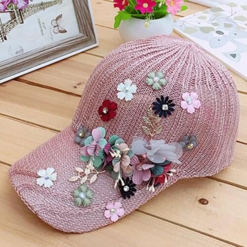 High-quality Baseball Cap For Women Flowers Summer Girl Caps Casual Sun Casquette Luxury Rhinestones Hip Hop Hat