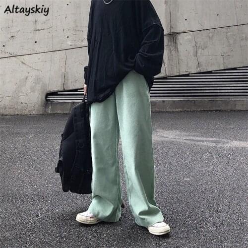 Pants Women Cool Minimalist Corduroy Solid Loose Couple Streetwear Harajuku Leisure College Cozy Trendy Wide Leg Spring New Ins