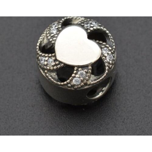 925 Sterling Silver Heart Shaped Smooth Surface Swirl Silver Beads Fashion Popular European And American Silver Ornaments