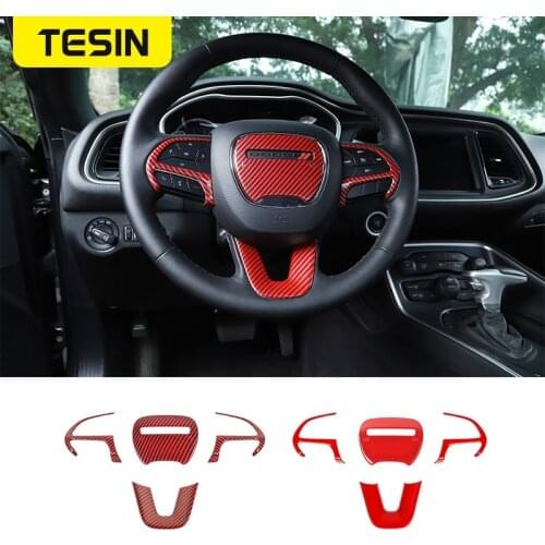 TESIN ABS Car Steering Wheel Decoration Cover Interior Accessories for Dodge Challenger 2015+ for Dodge Charger 2015