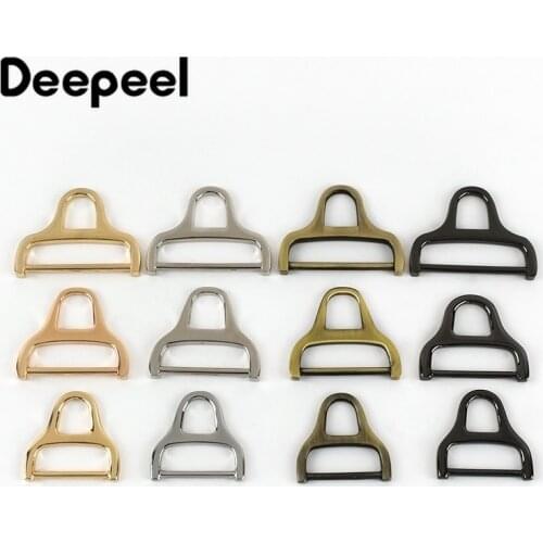 Deepeel 20pcs Metal Adjuster Buckle D Dee Ring Buckles Triangles with Bar Swivel Clip Loop for DIY Belt Bag Straps Accessories
