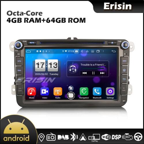 Erisin EU Warehouse 8715 8" DSP Android 10.0 CarPlay & Auto DSP RDS 4G DAB Autoradio for VW GOLF MK5 MK6 Plus Jetta Passat Seat