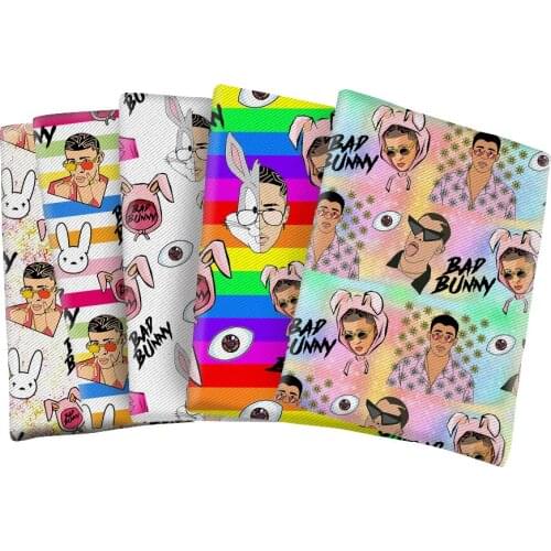 Polyester Cotton Printing Rapper Bad Rabbit Fabric Childrens Clothing Home Textile Curtain Cushion Cover DIY 50*145CM