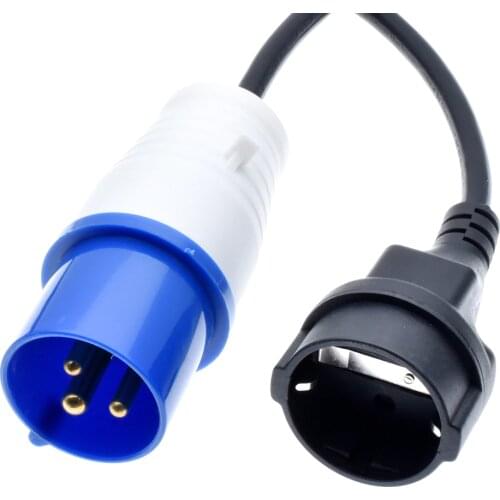 IEC 60309 332P6 to Schuko CEE7/7 Outlet socket,connect the Schuko Plug to the 332C6 receptacle power cord,IP44,1.5mm wire guage